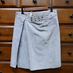 Frye Lavender Skirt- Leather Suede Front Wrap